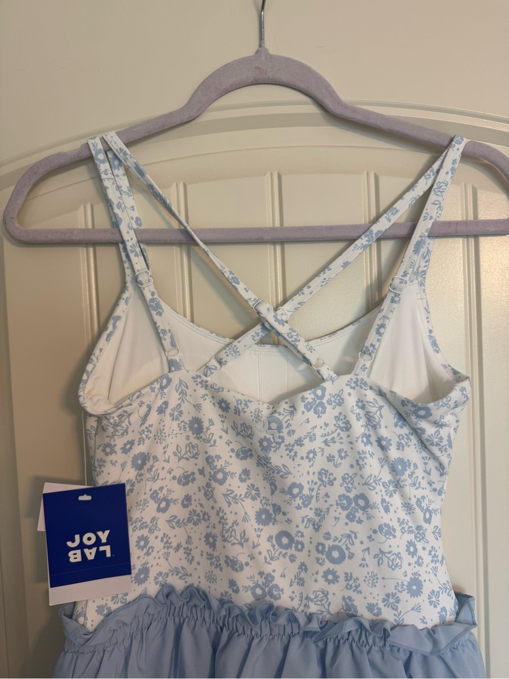JoyLab Light Blue Floral Mini Dress with Drawstring Waist - Picture 5 of 7